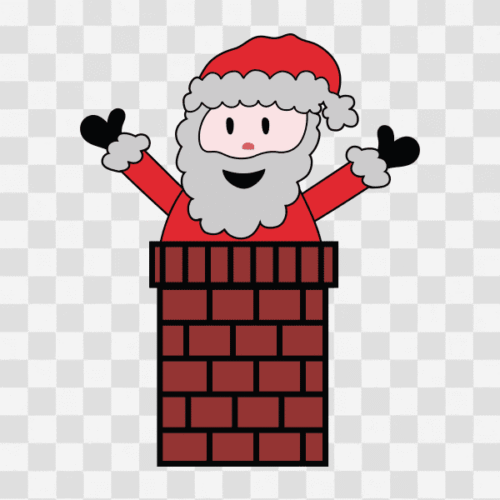 Free Christmas Santa in Chimney Design Clipart