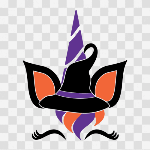Free Halloween Unicorn Witches Hat Design Clipart