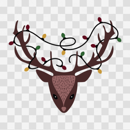 Free Deer Head with Christmas Lights Clipart