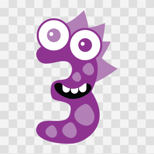 Free Monster Number 3 Clipart