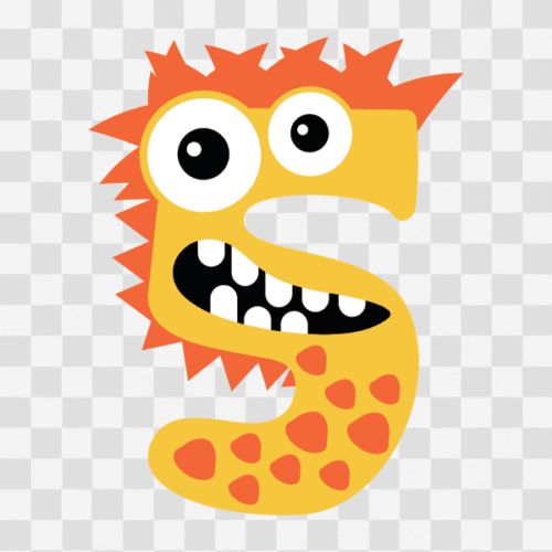 Free Monster Number 5 Clipart
