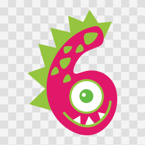 Free Monster Number 6 Clipart