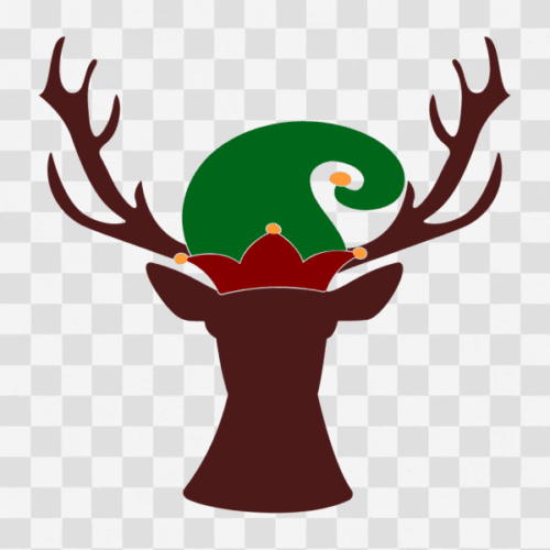 Free Deer Head with Elf Hat Clipart
