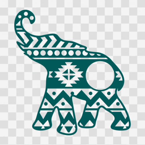 Free Elephant Monogram Design Aztec Pattern Clipart