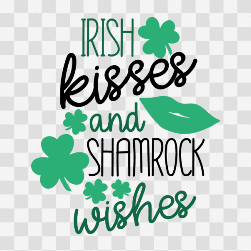 Free Irish Kisses and Shamrock Wishes Clipart