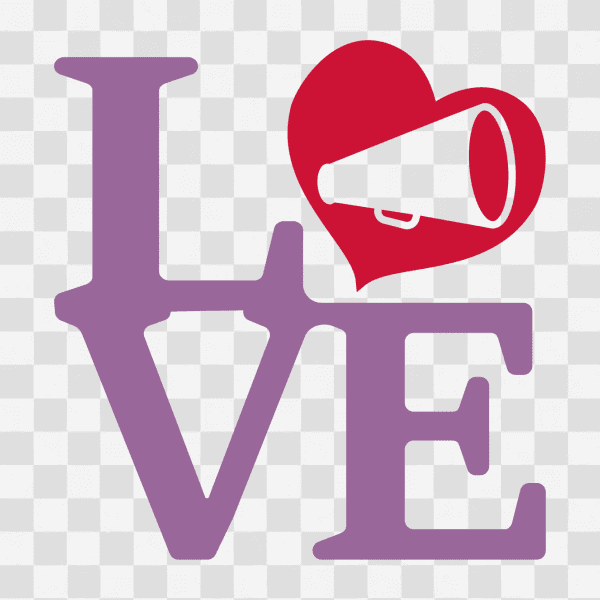 Free Cheerleader Love Wordblock Clipart