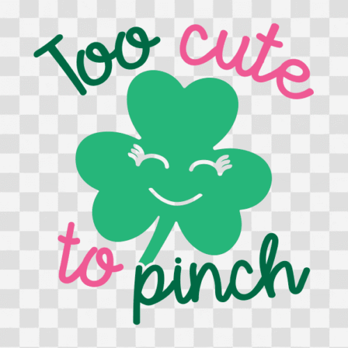 Free Too Cute to Pinch Phrase Design St Patrick's Day Clipart