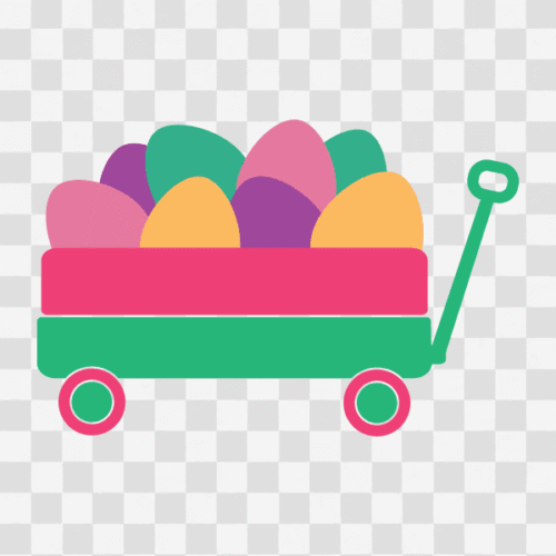 Free Easter Eggs in a Little Wagon Clipart
