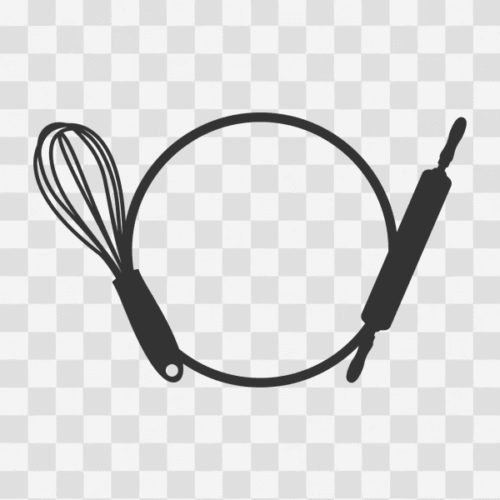 Free Whisk and Rolling Pin Circle Monogram Design Clipart