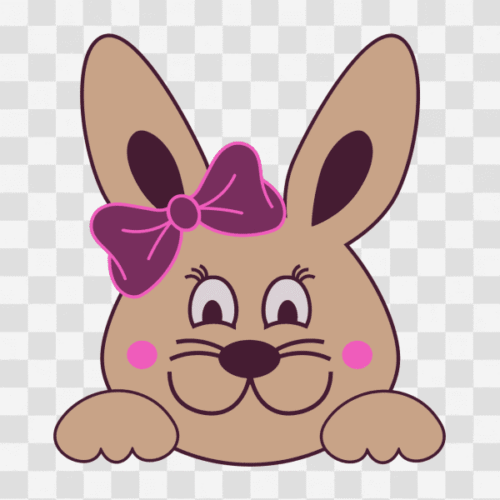 Free Easter Bunny Peeping Heads with bow Clipart