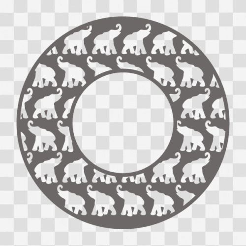 Free Elephant Circle Monogram Frame Design 2 Clipart