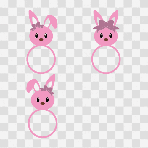 Free Easter Bunny Heads Monogram Frames with bow Clipart