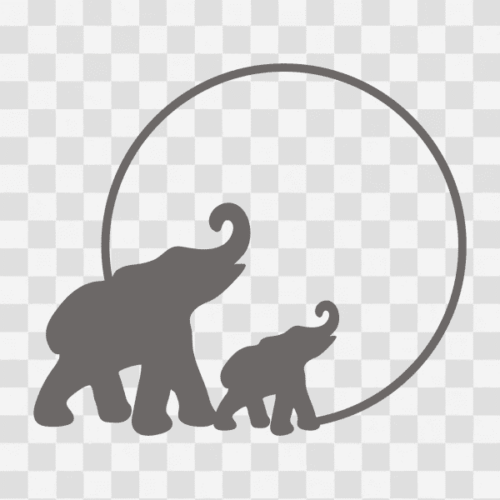 Free Elephant Circle Monogram Frame Design 3 Clipart