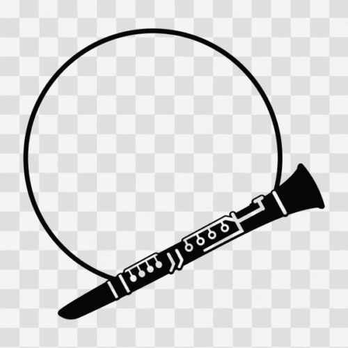 Free Clarinet Circle Monogram Frame Design Clipart