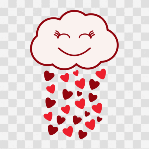 Free Cute Cloud with Hearts Clipart