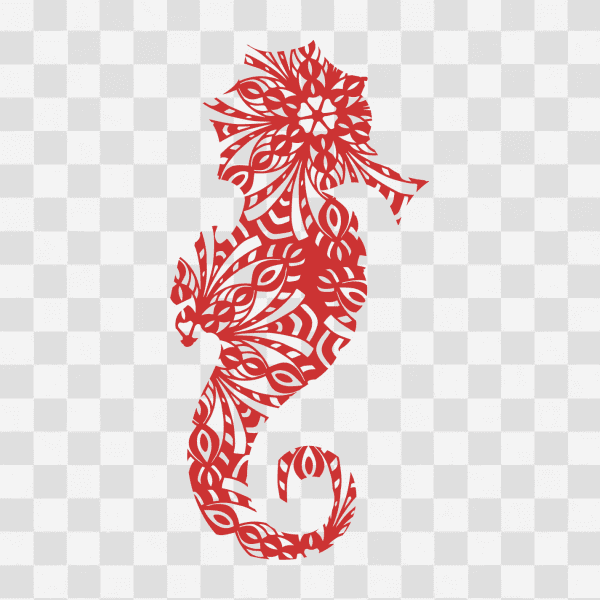 Free Seahorse Mandala Monogram Design Clipart