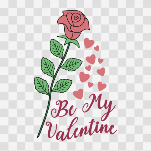 Free Be My Valentine Rose Quote and Design Clipart