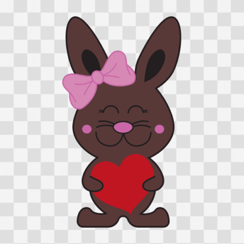 Free Valentines Bunny with Heart and Bow Clipart